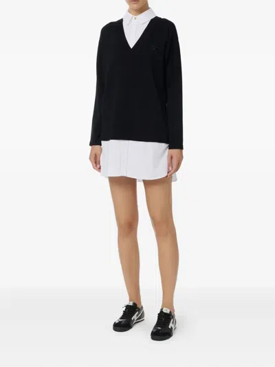 Elisabetta Franchi Layered Sweater Dress In Black