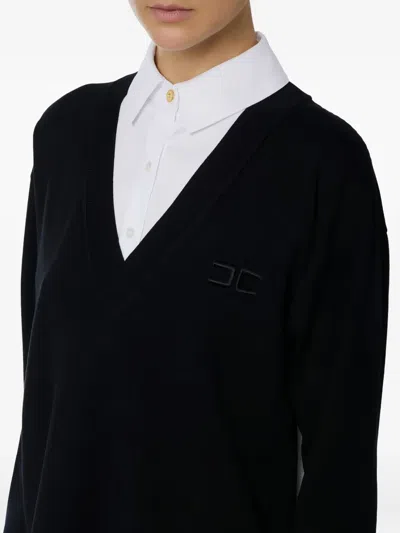 Elisabetta Franchi Layered Sweater Dress In Black