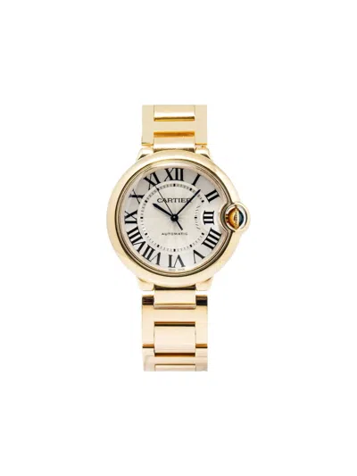 Pre-owned Cartier Ballon Bleu 18k Yellow Gold 36mm In Silver