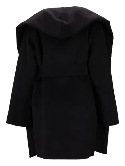 P.a.r.o.s.h Belted Hooded Cape In Black