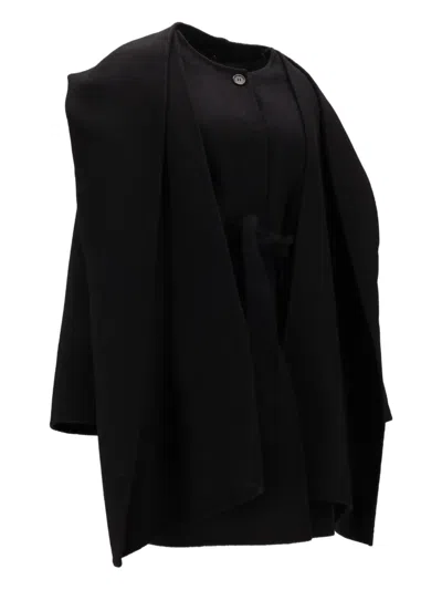 P.a.r.o.s.h Belted Hooded Cape In Black