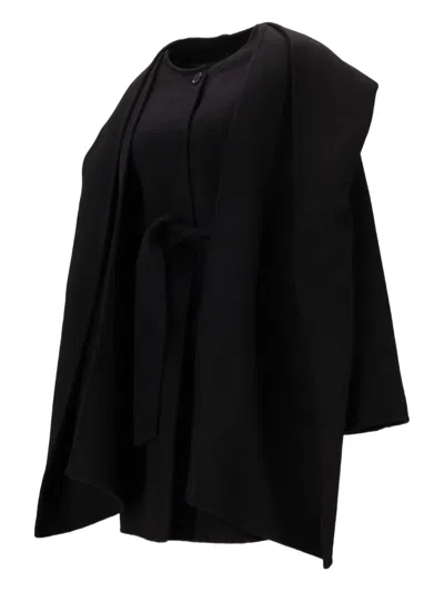 P.a.r.o.s.h Belted Hooded Cape In Black