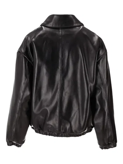 La Rose Nappa Zip Jacket In Black