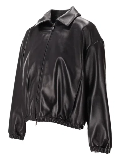 La Rose Nappa Zip Jacket In Black
