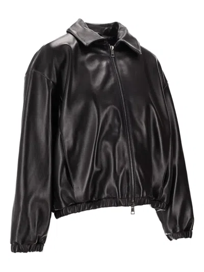 La Rose Nappa Zip Jacket In Black
