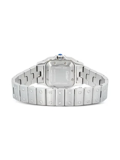 Pre-owned Cartier  Stainless Steel Santos Galbee Diamond 24mm In White