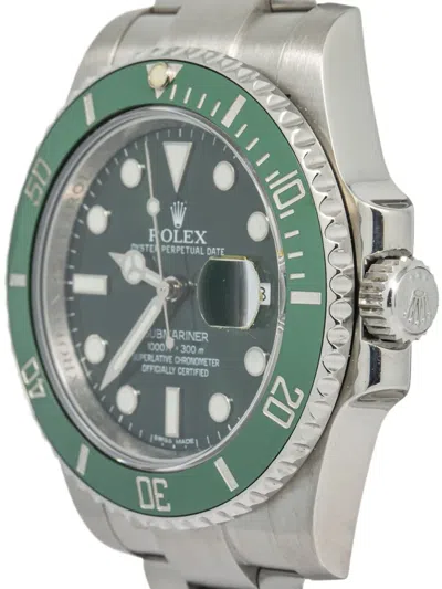 Pre-owned Rolex Stainless Steel Submariner 40mm In Green