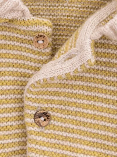 Knot Hooded Striped Cardigan In Neutral