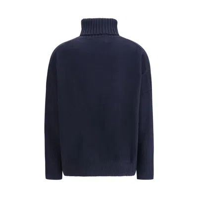 Allude Turtleneck Cashmere Sweater In Blue