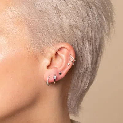 Astrid &amp; Miyu Heart Gem Piercing Stud In Solid White Gold | Jewellery By  In Silver