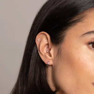 Astrid &amp; Miyu Heart Gem Piercing Stud In Solid White Gold | Jewellery By  In Silver