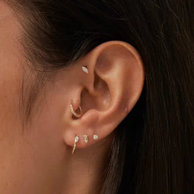 Astrid & Miyu Topaz Gem Piercing Stud In Solid Gold In Gold