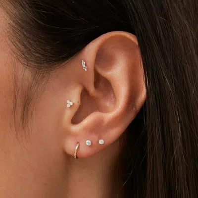 Astrid &amp; Miyu Solid White Gold Gem Piercing Stud In Silver