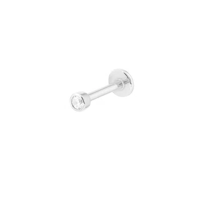 Astrid &amp; Miyu Solid White Gold Gem Piercing Stud In Silver