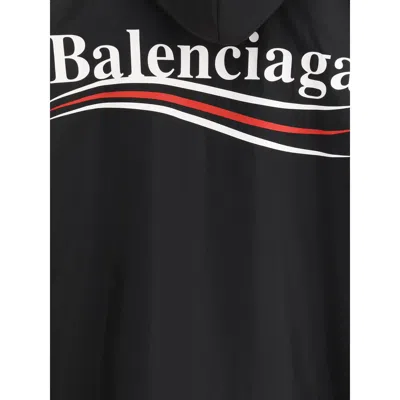 Balenciaga Polyester Jacket With Elastic Cuffs And Hooded Design In Black