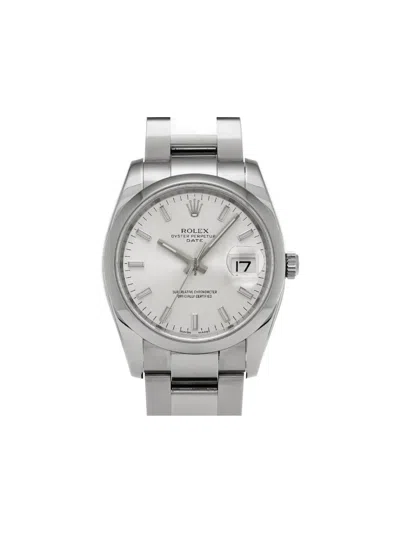 Pre-owned Rolex Oyster Perpetual Date 34mm In White