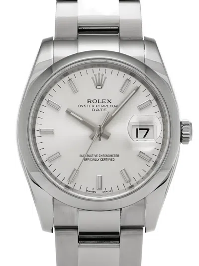Pre-owned Rolex Oyster Perpetual Date 34mm In White