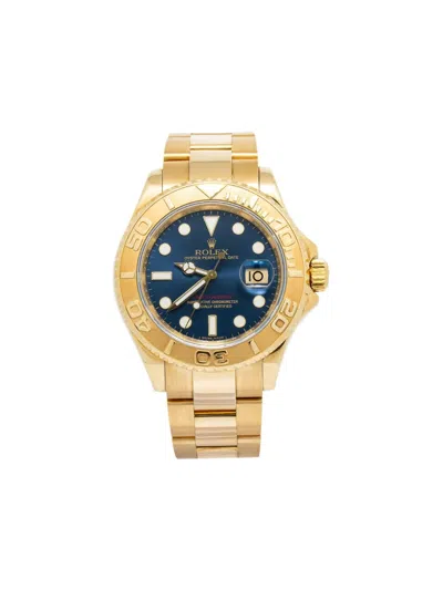 Pre-owned Rolex Yacht-master 18k Yellow Gold 40mm In Blue