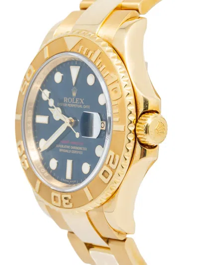 Pre-owned Rolex Yacht-master 18k Yellow Gold 40mm In Blue