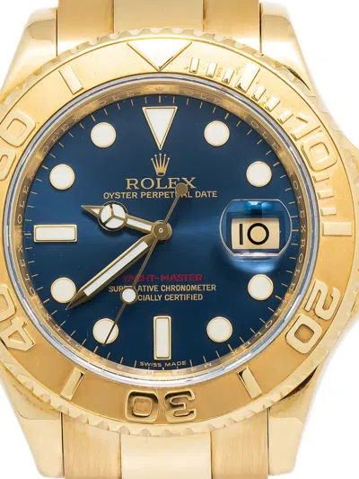 Pre-owned Rolex Yacht-master 18k Yellow Gold 40mm In Blue