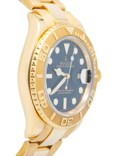 Pre-owned Rolex Yacht-master 18k Yellow Gold 40mm In Blue