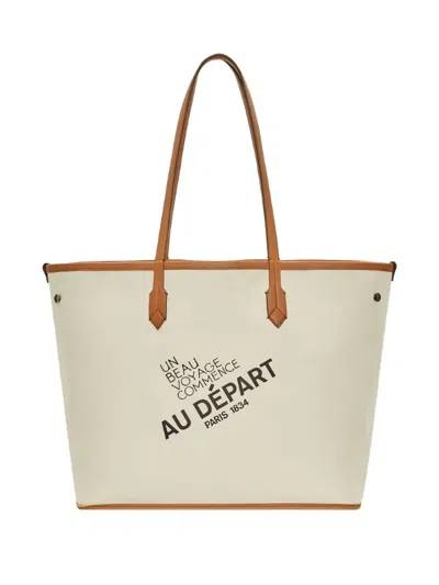 Au Depart No.47 Geometric-print Tote In Neutral
