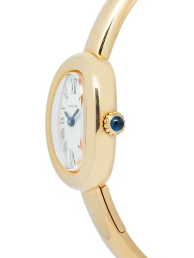 Pre-owned Cartier 18k Yellow Gold Baignoire 18mm In White
