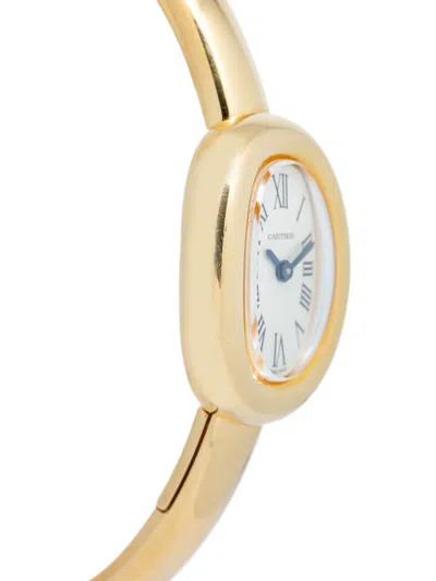 Pre-owned Cartier 18k Yellow Gold Baignoire 18mm In White