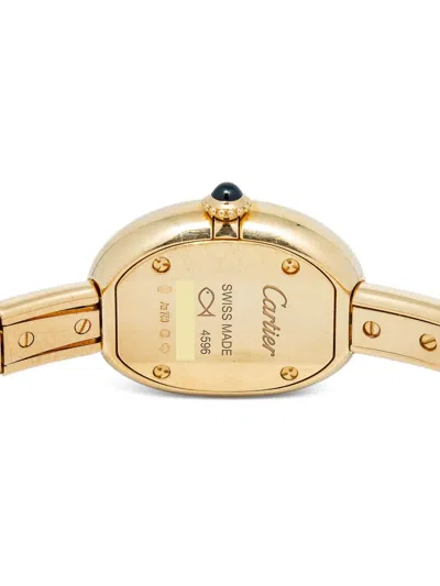 Pre-owned Cartier 18k Yellow Gold Baignoire 18mm In White
