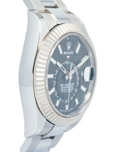 Pre-owned Rolex Stainless Steel Sky-dweller 42mm In Black