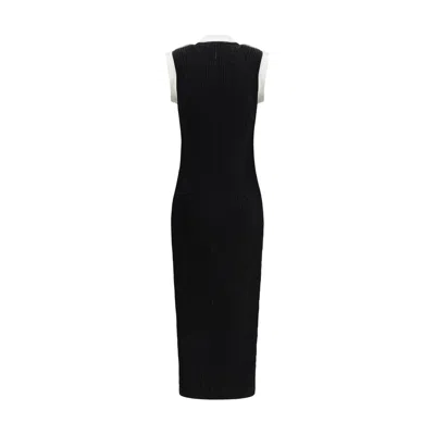 Balmain Sleeveless Torsade Knit Long Dress In Black