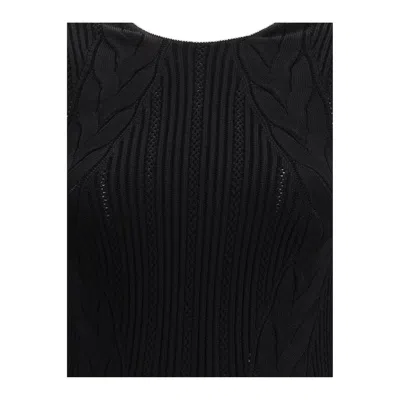 Balmain Sleeveless Torsade Knit Long Dress In Black