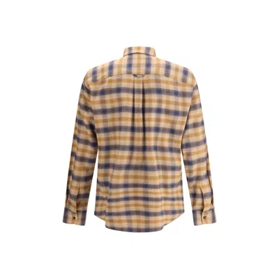 Brioni Checked Cotton Shirt In Brown