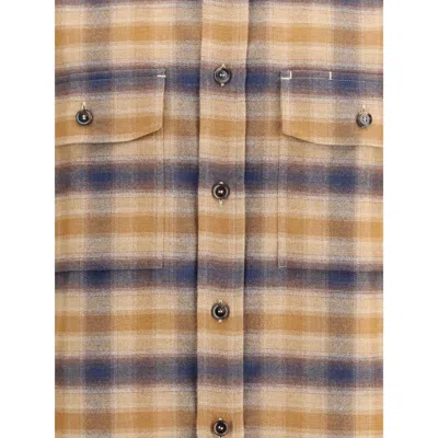 Brioni Checked Cotton Shirt In Brown
