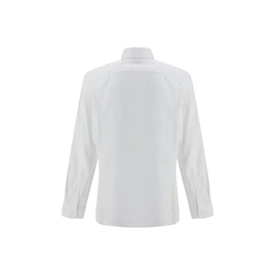 Brunello Cucinelli Button-down Collar Cotton Shirt With Curved Hem In White