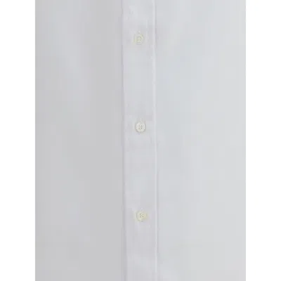 Brunello Cucinelli Button-down Collar Cotton Shirt With Curved Hem In White