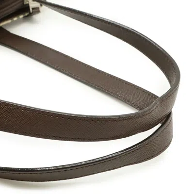 Pre-owned Burberry Beige Black Bordeaux Dark Brown Canvas Leather Shoulder Bag Tote Bag ()