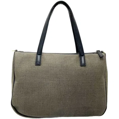 Pre-owned Bvlgari Collezione Black Brown Coated Canvas Leather Handbag Tote Bag () In Multi