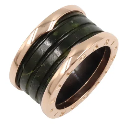 Pre-owned Bvlgari Gold Black Pink Gold (18k) Ceramic Band Ring () In Multi
