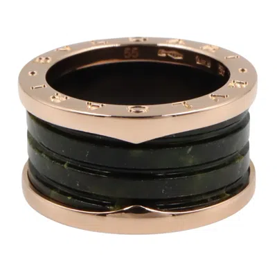 Pre-owned Bvlgari Gold Black Pink Gold (18k) Ceramic Band Ring () In Multi
