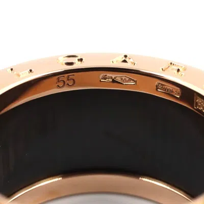 Pre-owned Bvlgari Gold Black Pink Gold (18k) Ceramic Band Ring () In Multi