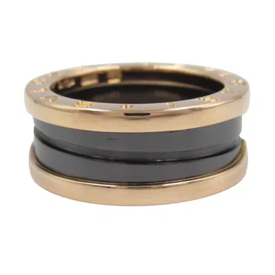 Pre-owned Bvlgari Gold Black Pink Gold (18k) Ceramic Band Ring () In Multi