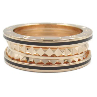 Pre-owned Bvlgari Gold Black Pink Gold (18k) Ceramic Band Ring () In Multi