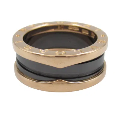 Pre-owned Bvlgari Gold Black Pink Gold (18k) Ceramic Band Ring () In Multi