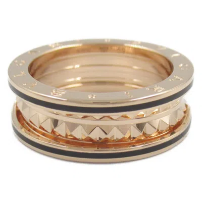 Pre-owned Bvlgari Gold Black Pink Gold (18k) Ceramic Band Ring () In Multi