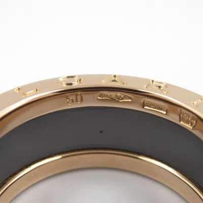 Pre-owned Bvlgari Gold Black Pink Gold (18k) Ceramic Band Ring () In Multi