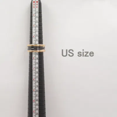 Pre-owned Bvlgari Gold Black Pink Gold (18k) Ceramic Band Ring () In Multi