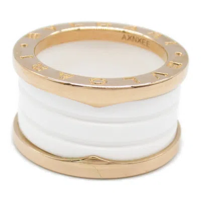 Pre-owned Bvlgari White Pink Gold (18k) Ceramic Band Ring ()