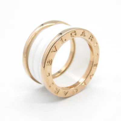 Pre-owned Bvlgari White Pink Gold (18k) Ceramic Band Ring ()
