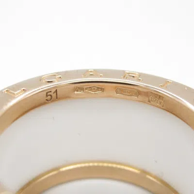 Pre-owned Bvlgari White Pink Gold (18k) Ceramic Band Ring ()
